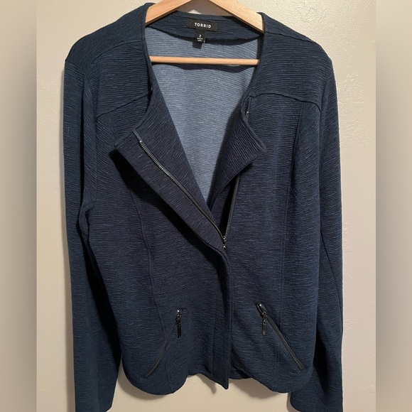 Torrid Teal Studio Double Knit Moto Jacket - Picture 4 of 13